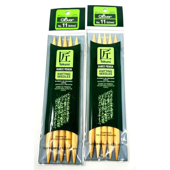 Clover Other - Clover No 11/8.0 Takumi Double Point Bamboo Knitting Needles Set of 2 NEW!